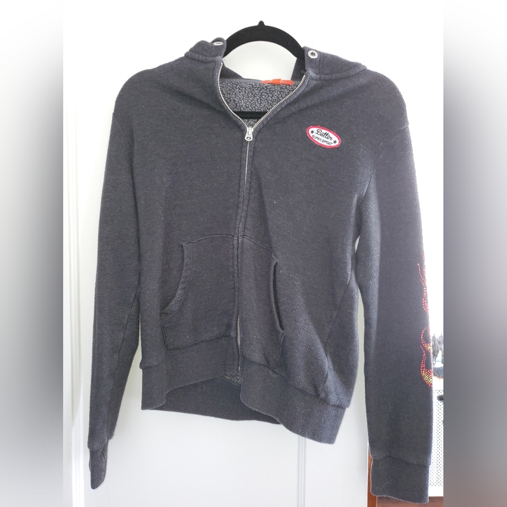 Large rhinestone Butter zip up hoodie